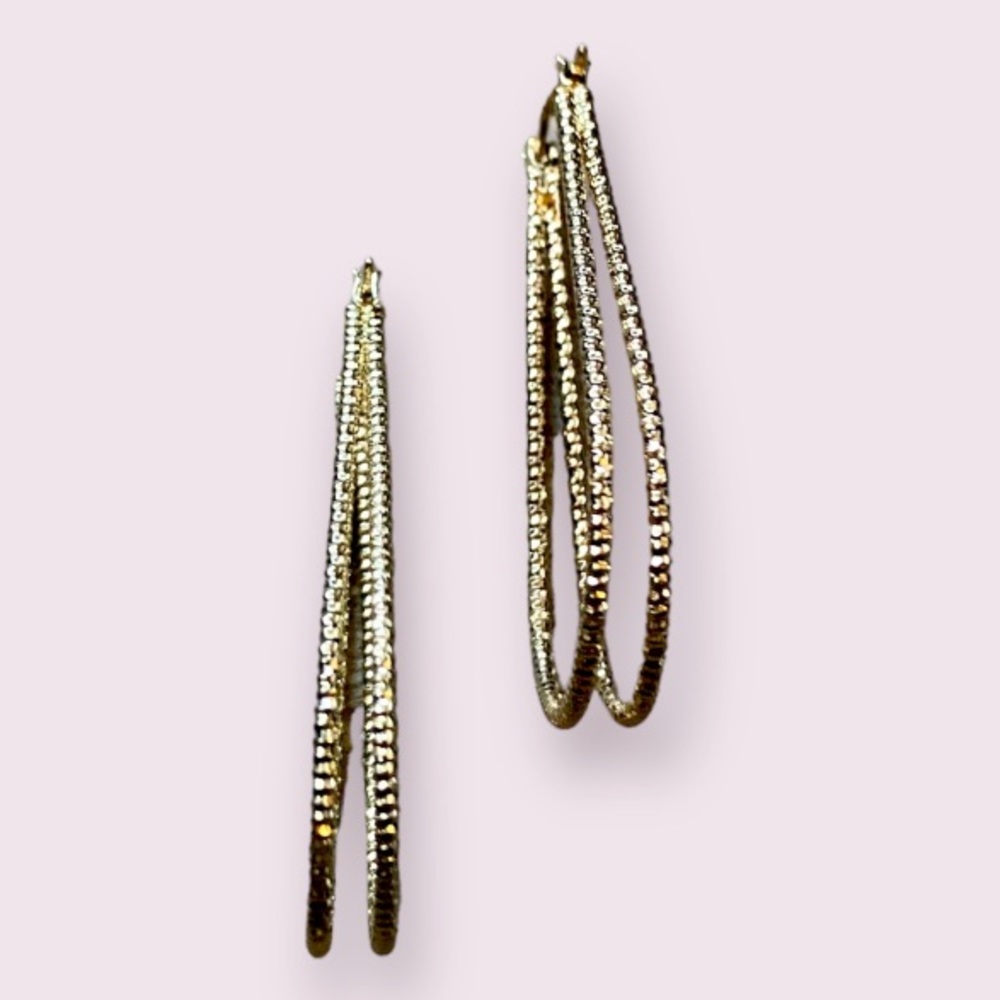 Chico’s Double Hoop Textured Gold Tone Earrings
